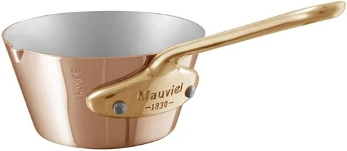 Mauviel M'Minis - Mini sartén de cocina de cobre y acero inoxidable de 0.039 in con borde de vertido y mango de latón, 3.54 pulgadas, fabricado en