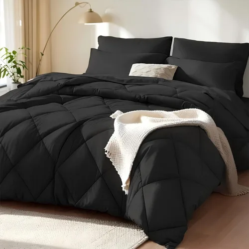 Miniatura 10 de SunStyle Home - Juego de edredón tamaño King, 7 piezas en una bolsa con edredón y sábanas, juego de cama para todas las estaciones con edredón