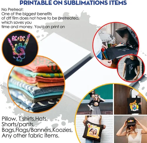 Miniatura 5 de CISinks Película DTF de pelar caliente/frío, 20 hojas A3+ 13 x 19 pulgadas, papel de transferencia de calor PET para impresión directa de bricolaje