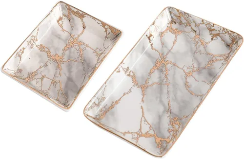Miniatura 5 de ABOOFAN 3pcs bandejas decorativas trinket tray ceramic tray ceramic ring tray ceramic ring plate earring tray decorative serving tray decor tray