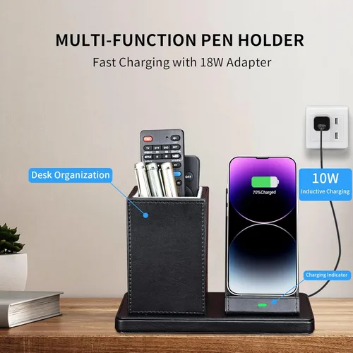 Miniatura 2 de Cargador inalámbrico con organizador de escritorio, estación de carga inalámbrica para iPhone 13/13 Pro Max/13 Pro/12 Series/11/XS Max/XR/X/8Plus/SE