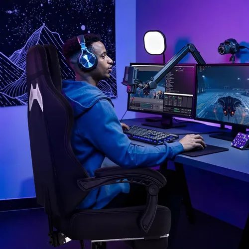 Miniatura 2 de Waleaf Silla de juegos grande y alta para adultos con reposapiés, capacidad de peso de 400 libras, sillas de videojuegos para oficina, silla