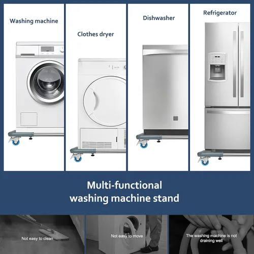 Miniatura 5 de SPACECARE Soporte para Mini Nevera Mueble Carretilla Móvil con 4 Ruedas con Seguro - Base Ajustable Soporte para Refrigerador Lavadora Carrito Móvil