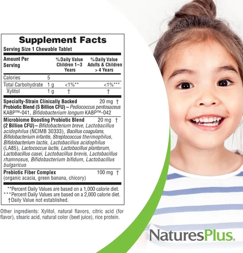 Miniatura 4 de NaturesPlus GI Natural Probiotic Kids, mezcla de bayas - 30 masticables - Salud digestiva e inmunológica solo para niños - Sin gluten - 30 porciones