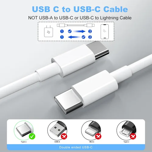 Miniatura 8 de Paquete de 2 cables de carga USB C a USB C de 3 pies y 60 W, cable de carga rápida tipo C a tipo C, para iPhone 16 E/17/Air/15/Pro/Plus/Pro Max