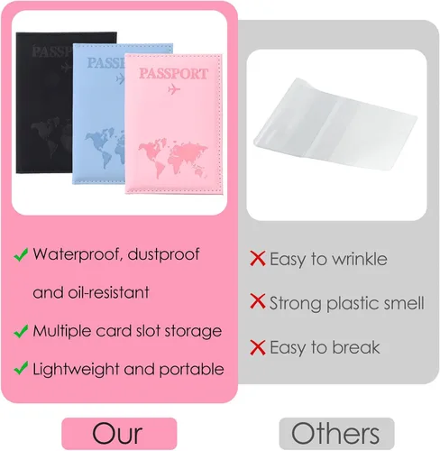 Miniatura 5 de Nogeqi Funda para pasaporte para mujeres y hombres, con bloqueo Rfid con tarjetero para tarjetas de crédito, billete aéreo, 3