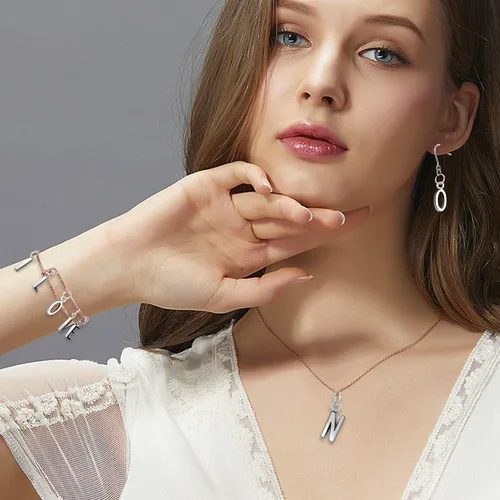 Miniatura 5 de SANNIX 156 piezas/6 juegos alfabeto ABC letras Charms Capital A-Z Charms DIY pulsera collar colgantes con 200 piezas abiertos Jump anillos
