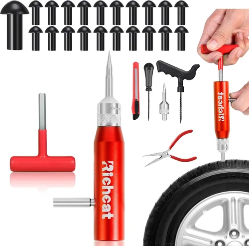 Miniatura 11 de Kit de reparación de neumáticos sin cámara Richcat con tapón de seta, repara pinchazos y neumáticos planos para motocicletas, coches, camiones