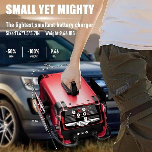 Miniatura 4 de Cargador de batería de coche de 12 V/24 V y arrancador del motor, mantenedor de batería de 0-30 A, amperios de arranque de 130 A, desulfatador