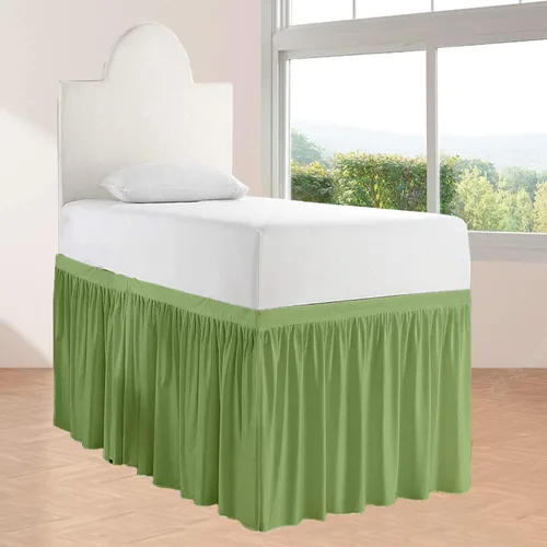 Miniatura 14 de Falda de cama larga de 42 pulgadas con caída de 42 pulgadas, patrón de volantes, falda de cama para dormitorio universitario, esquinas divididas