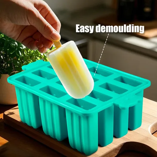 Miniatura 4 de Moldes de silicona para paletas de hielo, sin BPA, de grado alimenticio, con 50 palitos de paleta, 50 bolsas de paletas para niños, fácil limpieza