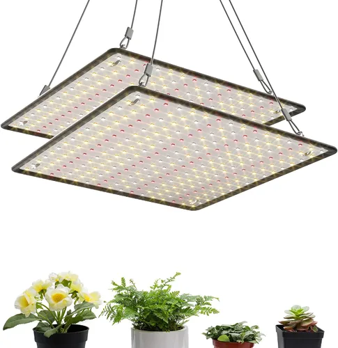 Miniatura 10 de Paquete de 2 paneles LED de luz de crecimiento de 200 W para plantas de interior, espectro completo con LED UV IR blanco, azul, rojo, para cobertura