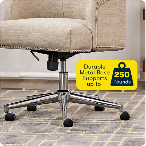 Miniatura 10 de Silla de oficina o para el hogar Serta Leighton, con respaldo medio con tachuelas cromadas, cojín de espuma viscoelástica y brazos acolchados, silla
