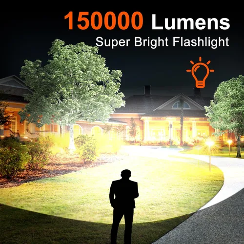 Miniatura 2 de Linternas recargables, 250000 lúmenes de alto lumen linterna LED súper brillante con 3 modos, IP65 impermeable, linterna potente de mano para caza