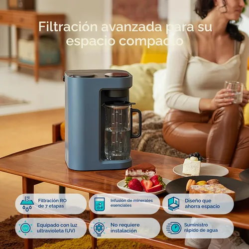 Miniatura 2 de Bluevua RO100ROPOT-Lite (UV) Sistema de filtro de agua de ósmosis inversa para encimera, purificación de 7 etapas con UV y remineralización, 3:1 Azul