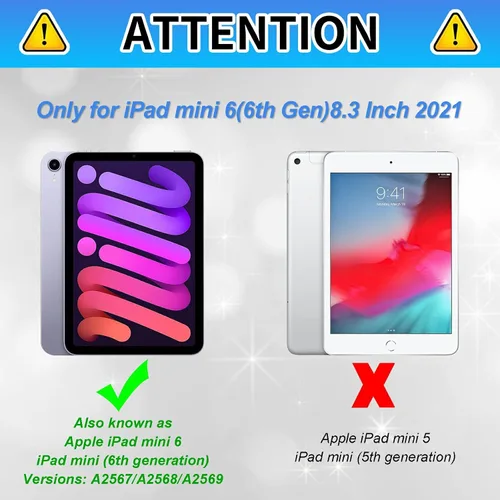 Miniatura 2 de Funda para iPad Mini 6 de 8.3 pulgadas, versión 2021 para iPad Mini 6ª generación, ligera, protectora de piel sintética, cubierta inteligente