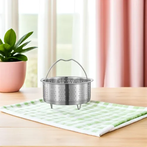 Miniatura 3 de UPKOCH Cesta de vapor de malla de acero inoxidable, cesta de vapor para verduras, inserto de cocción al vapor para albóndigas, cesta de vapor