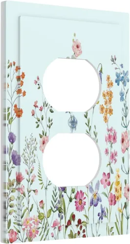 Miniatura 64 de Placa Cubierta de Interruptor de Luz de Palanca Individual con Diseño de Flor Botánica en Tablero de Madera Rústico Estilo Granja - Placa de Pared