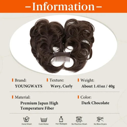 Miniatura 22 de Postizo de Cabello de Moño Desordenado Peine Lateral Clip en Moño de Cabello Postizo para Mujeres Corto Natural Liso Estilos Versátiles Ajustables