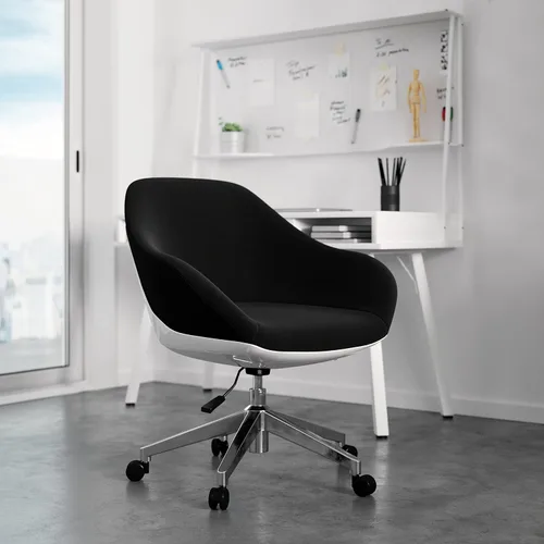 Miniatura 2 de Techni Mobili Silla de trabajo tapizada con soporte lumbar, silla de oficina de altura ajustable con control de inclinación y giro de 360 grados
