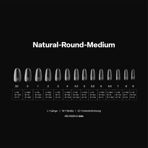 Miniatura 4 de Apres Gel-X® Caja redonda de puntas de uñas 280 puntas, puntas de gel suave, 14 tamaños 00-9 Medio tamaño incluido (redondo natural mediano)