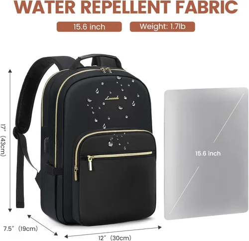 Miniatura 5 de LOVEVOOK - Mochila de 15.6 pulgadas para laptop, para mujer, bolsa de viaje linda para mujer, mochila de laptop profesional, bolsa de computadora