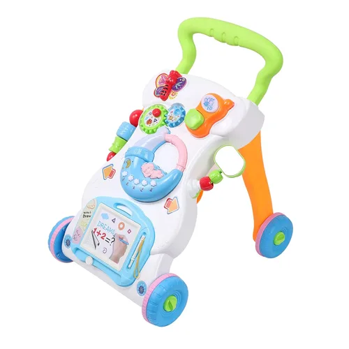 Cuterabit Caminante 2 en 1 para bebés sentado a pie con música y luz, juguetes de empuje para niños pequeños de 1 a 3 años para aprender a caminar,