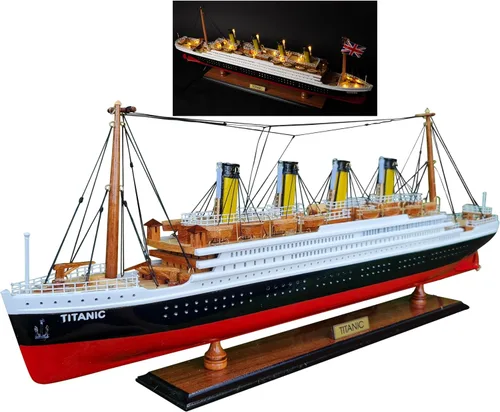 Miniatura 10 de vinacreations Atlantic Yacht modelo de madera de barco de 24 pulgadas, estanque, yate, velero, modelo de madera americana, barco, artesanía, hogar