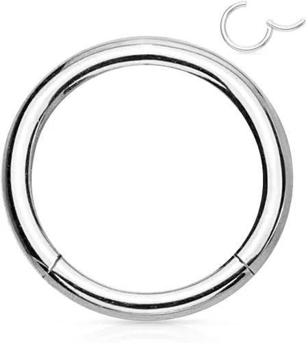 Miniatura 43 de Forbidden Body Jewelry - Piercing para la nariz de acero quirúrgico 316L con bisagra, 14G, 16G, 18G, diámetro de 15/64, 5/16, 25/64, 15/32 pulgadas