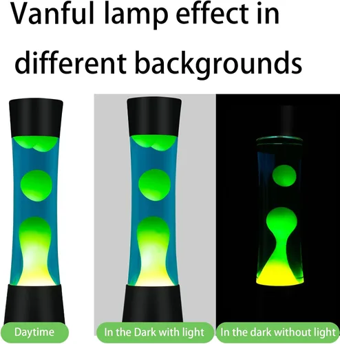 Miniatura 4 de Vanful Lámpara de movimiento líquido con base negra, lámparas de purpurina con cera amarilla en agua azul para adultos, luz nocturna para niños