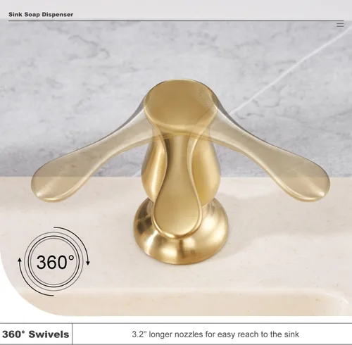 Miniatura 4 de GAGALIFE Dispensador de jabón para fregadero de cocina, dorado cepillado, dispensador de jabón debajo del fregadero con kit de tubo de extensión