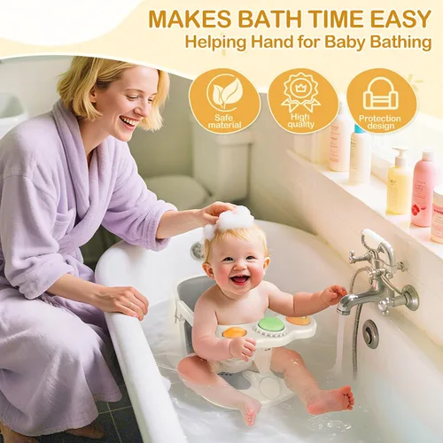 Miniatura 4 de Asiento de baño para bebés de 6 meses en adelante, asiento de baño antideslizante para bebé y recién nacido con ventosas, asiento seguro para bañera