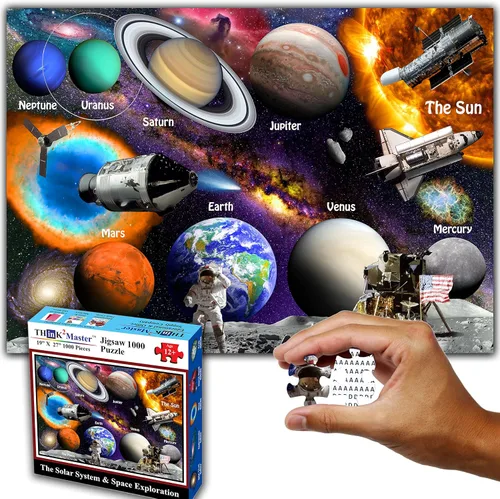 Think2Master Sistema solar y exploración espacial 500 piezas con piezas muy grandes rompecabezas 13+, adolescentes, adultos y familias. Gran regalo