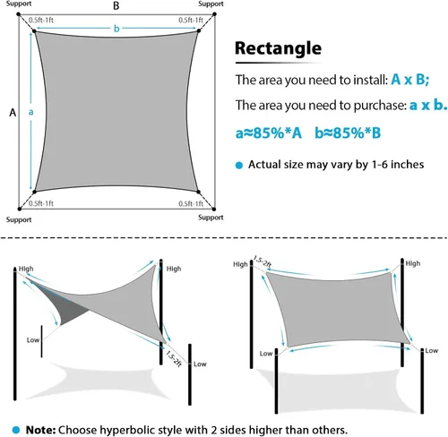 Miniatura 6 de Amagenix Vela de Sombra Solar 16'X20' Borde Curvado Toldo de Sombra Exterior Gris Oscuro Transpirable 95% Bloqueo UV Tela de Sombra para Patio