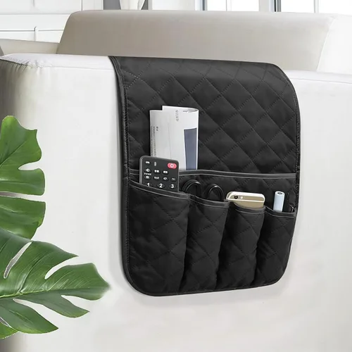 Miniatura 11 de Organizador de reposabrazos para sofá antideslizante, organizador de almacenamiento para sillón y junto a la cama para sofá reclinable con 5 Marrón