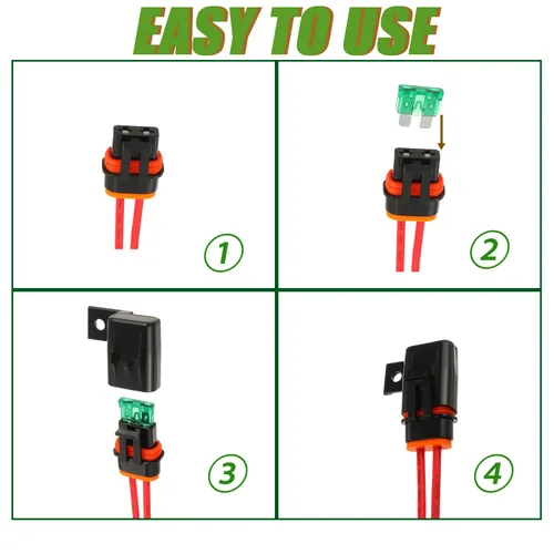 Miniatura 5 de Portafusibles en línea impermeable calibre 12 AWG, arnés de cableado ATC/ATO 30 AMP, portafusibles de hoja para vehículo, marina, sistema