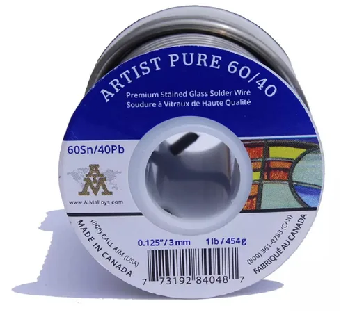 AIM Artist Pure 60/40 Soldadura de vidrieras, 0.125 pulgadas, 1 lb (3 mm / 454 g)