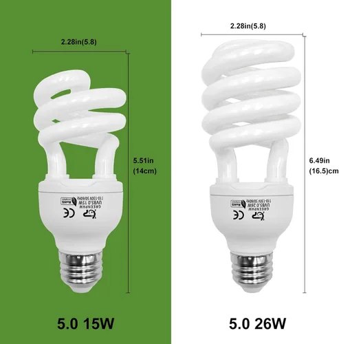 Miniatura 5 de Luz UVB para reptiles, 5.0 15W UVA UVB luz para reptiles, bombilla fluorescente compacta UVB para camaleones, tortuga, iguanas y serpientes
