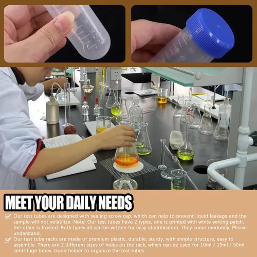 Miniatura 6 de Paquete de 2 tubos de ensayo de 28 pozos para centrífuga de laboratorio para 10/15/1.7 fl oz, 25 tubos de centrífuga de fondo redondo de 1.7 fl oz