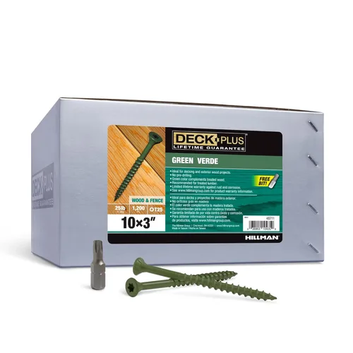 Miniatura 25 de Deck Plus Tornillos para Madera Exterior y Cercas con Revestimiento Epoxi de 2-1/2 Pulgadas #10 x 2-1/2" Torx/Star Drive Incluido Rosca Gruesa, Verde