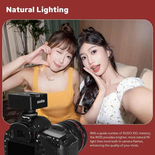 Miniatura 4 de Godox Flash iM30 para Canon/Sony/Fujifilm/Nikon/Panasonic/Olympus, GN15 con 7 niveles de potencia flash, control óptico S1/S2, mini flash de cámara