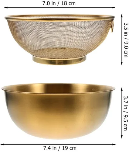 Miniatura 2 de Luxshiny Cesta coladora de acero inoxidable con colador de malla fina y lavabo de 7.08 pulgadas para cocina, verduras, frutas, arroz, limpieza