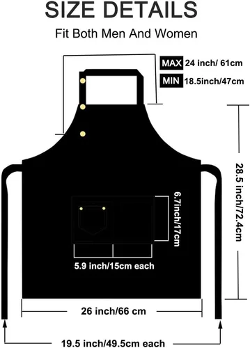 Miniatura 7 de Delantales para mujeres y hombres con bolsillos, correas ajustables, impermeable, lona para cocina, cocinero, camarera, servidor