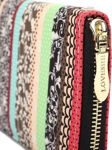 Miniatura 49 de Cartera de mano para mujer, estilo bohemio, con RFID, elegante, espaciosa con correa para viajes, capacidad para tarjetas, teléfono, dinero