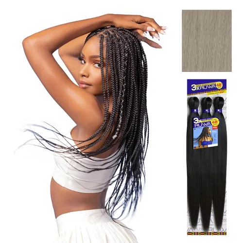 Miniatura 37 de Sensationnel Ruwa - Cabello trenzado preestirado, 3 x 48 pulgadas, repelente al agua, kanekalon, de secado rápido, sintético, sin picazón