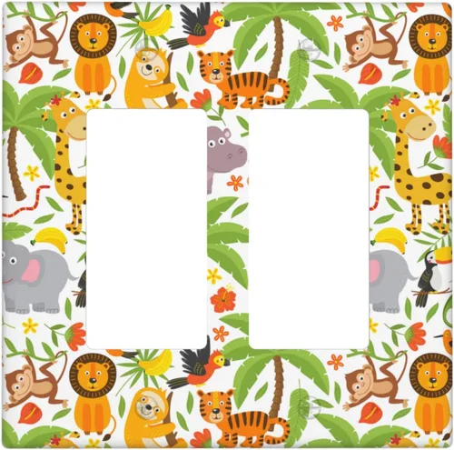 Miniatura 44 de Cubierta de interruptor de luz de animales de la jungla Tigre Koala Jirafa linda, cubierta de interruptor de pared de palanca única decorativa de 1