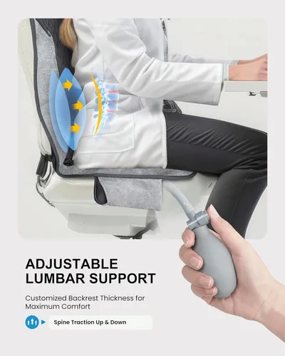 Miniatura 4 de COMFIER Masajeador de espalda con calor, almohadilla para silla de masaje, cojín de asiento de masaje con soporte lumbar ajustable, masaje de Negro