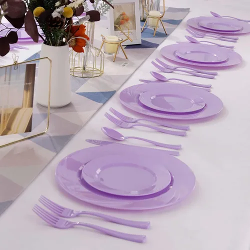 Miniatura 6 de YOUBET 125 platos de plástico azul, platos desechables para baby shower, incluye 25 platos llanos, 25 platos de postre, 25 tenedores, 25 cuchillos