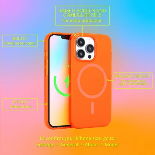 Miniatura 3 de FELONY CASE - Funda transparente naranja neón para iPhone 13 Pro Max, compatible con MagSafe - Fundas protectoras a prueba de golpes de 360°