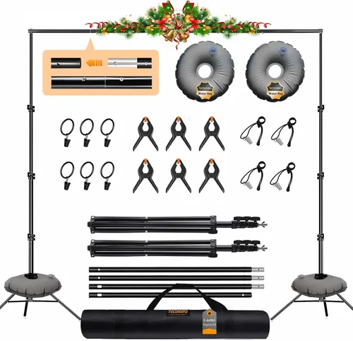 Soporte de telón de fondo, estudio de video fotográfico de 8.5 x 10 pies, soporte ajustable portátil resistente para sesión de fotos, fiestas,